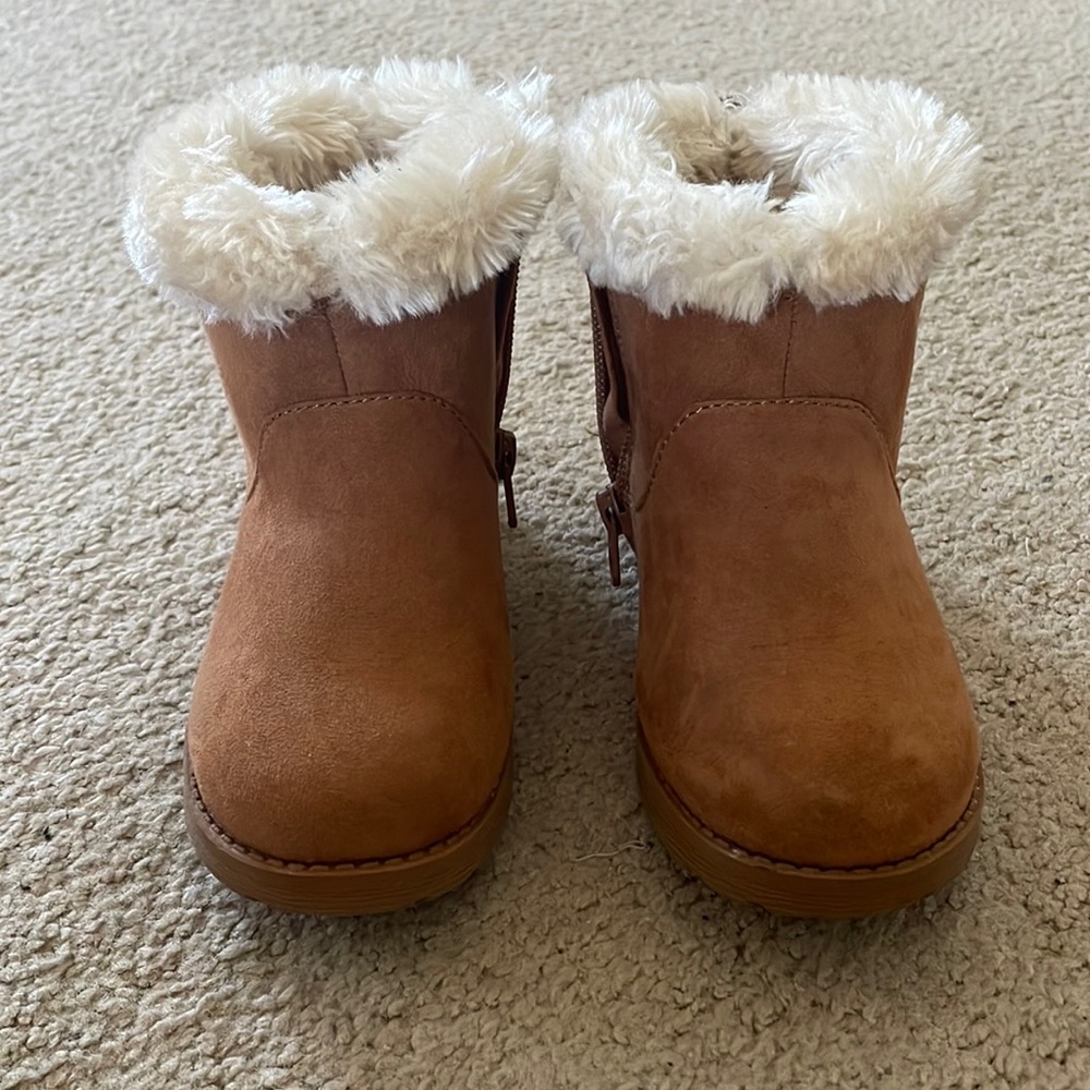 Cat and Jack chestnut zip up booties